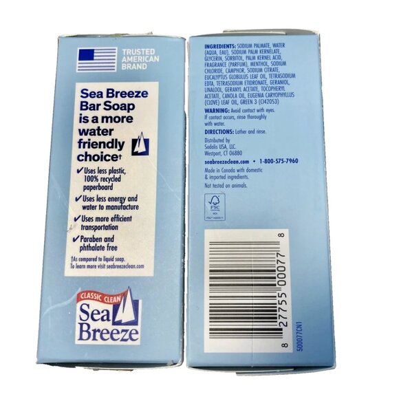 4 SEA BREEZE Classic Clean Toning & Clarifying Moisture BAR SOAP 6.5 oz X 4 Bars - Picture 4 of 6